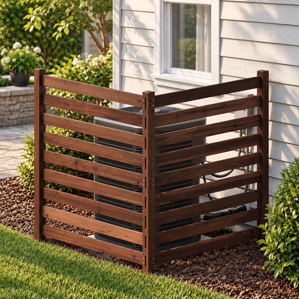 Airfind 2-Panel Wooden Outdoor Privacy Fence with Ground Stakes, Fir Wood Frame, Brown, Product Dimensions of Each Screen 38.5 Inch