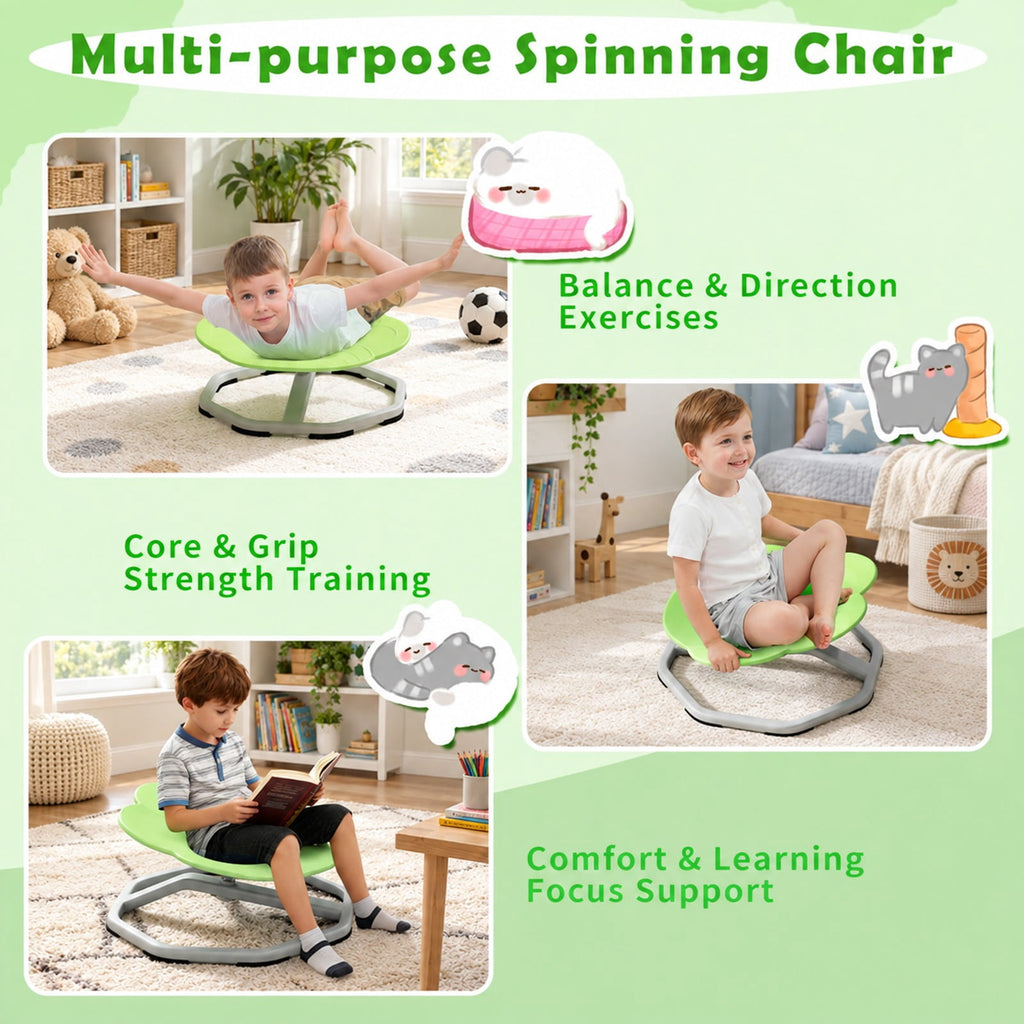 Airfind Kids Sensory Swivel Chair Cat Claw 360° Spinning Chair with Non-Slip Metal Base, 220 lbs Capacity, PP Metal Frame, Green
