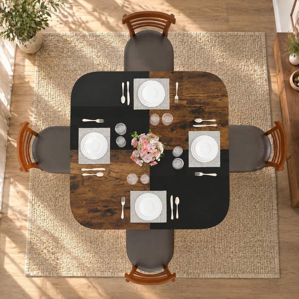 Airfind 47.5 inch Modern Dining Table Square Kitchen Table with Mix-colored Tabletop, 176 lbs Capacity, Engineered Wood Metal Frame, Coffee