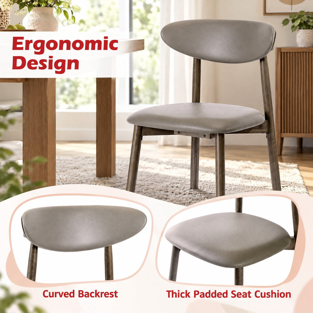 Airfind Set of 4 Wooden Modern Upholstered Dining Chairs with Curved Backrest, 330 lbs Capacity, Rubber Wood Frame, Gray