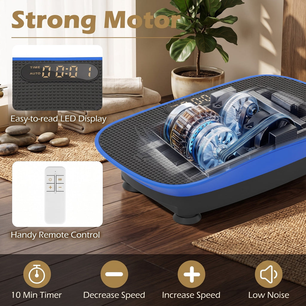 Airfind Whole Body Vibration Plate Exercise Machine for Lymphatic Drainage and Weight Loss, Vibration Platform with 10 Speed Intensities, LED Display and, Navy
