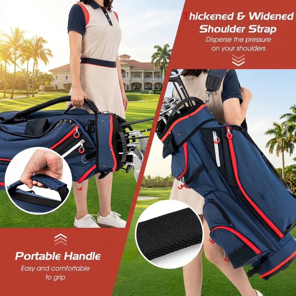 Airfind 14-Way Golf Cart Bag with Insulated Cooler Pocket and 10 Storage Pockets for Sports Equipment and Cold Drinks, Navy