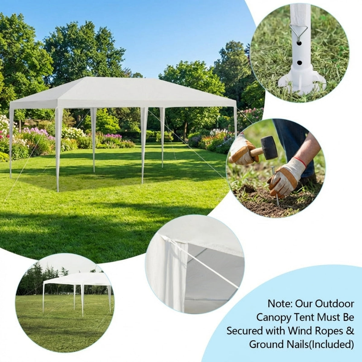 Airfind 10ft x 20ft Canopy Tent with 4 Sidewalls and Carry Bag, White