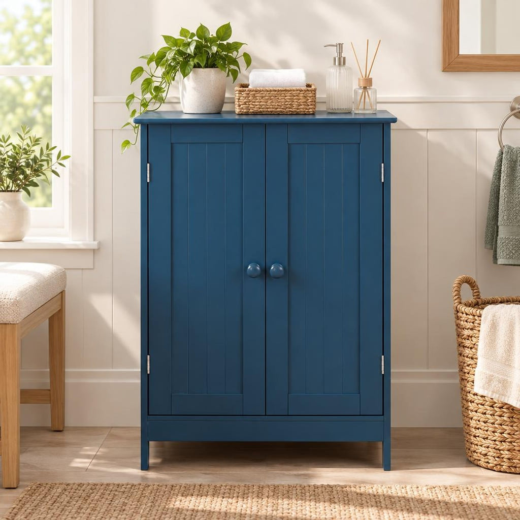 Airfind 2-Door Freestanding Wooden Bathroom Cabinet with Adjustable Shelf, 22 lbs Capacity, MDF Frame, 24in x 14in x 34.5in Footprint, Green