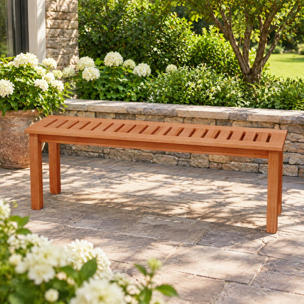 Airfind 47 Inch Patio Wood Bench with Slatted Seat 2, 705 lbs Capacity, Solid Wood Frame, 47 Inch x 12 Inch x 16 Inch Footprint, Wood