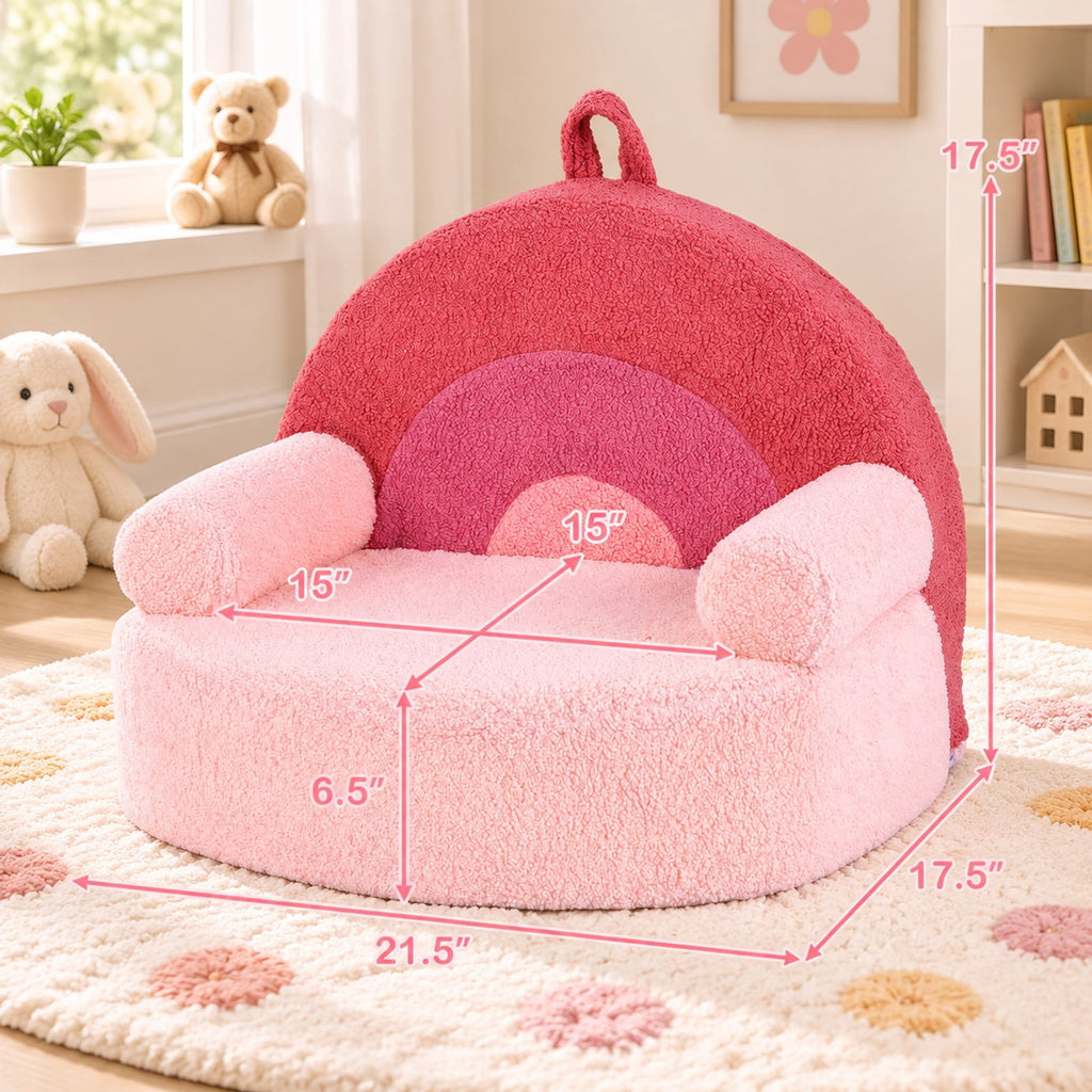 Airfind Kids Sofa Toddler Foam Couch with Soft Fleece Fabric Cover, Teddy Fleece Fabric Frame, for 3+ years old, 21.5in x 17.5in x 17.5in Footprint