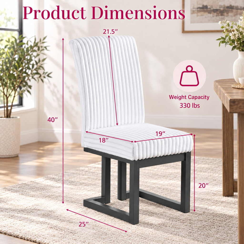 Airfind Upholstered Dining Chairs Set of 4 with Rubber Wood Legs and Padded Seat for Dining Room, 330 lbs Capacity, Rubber Wood Fabric Frame, White