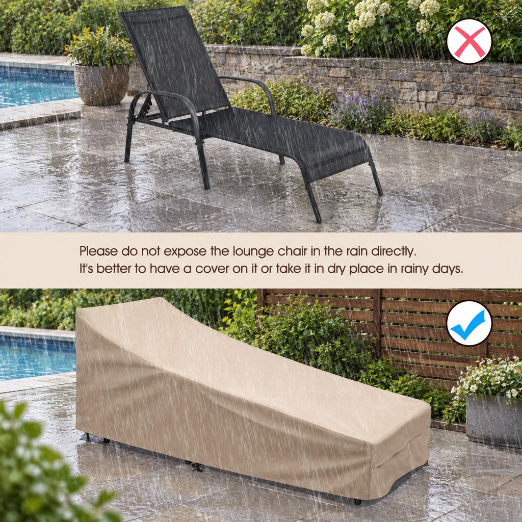 Airfind 2 Pcs Outdoor Patio Lounge Chair Chaise Fabric with Adjustable Reclining Armrest, Fabric Steel Horizontal Frame, Black