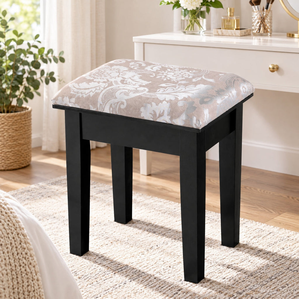 Airfind Vanity Dressing Table Stool Set with Large Makeup Mirror, 286 lbs Capacity, Wood Frame, 29.5 Inch x 16.0 Inch x 53.5 Inch (L x W x H) The Footprint