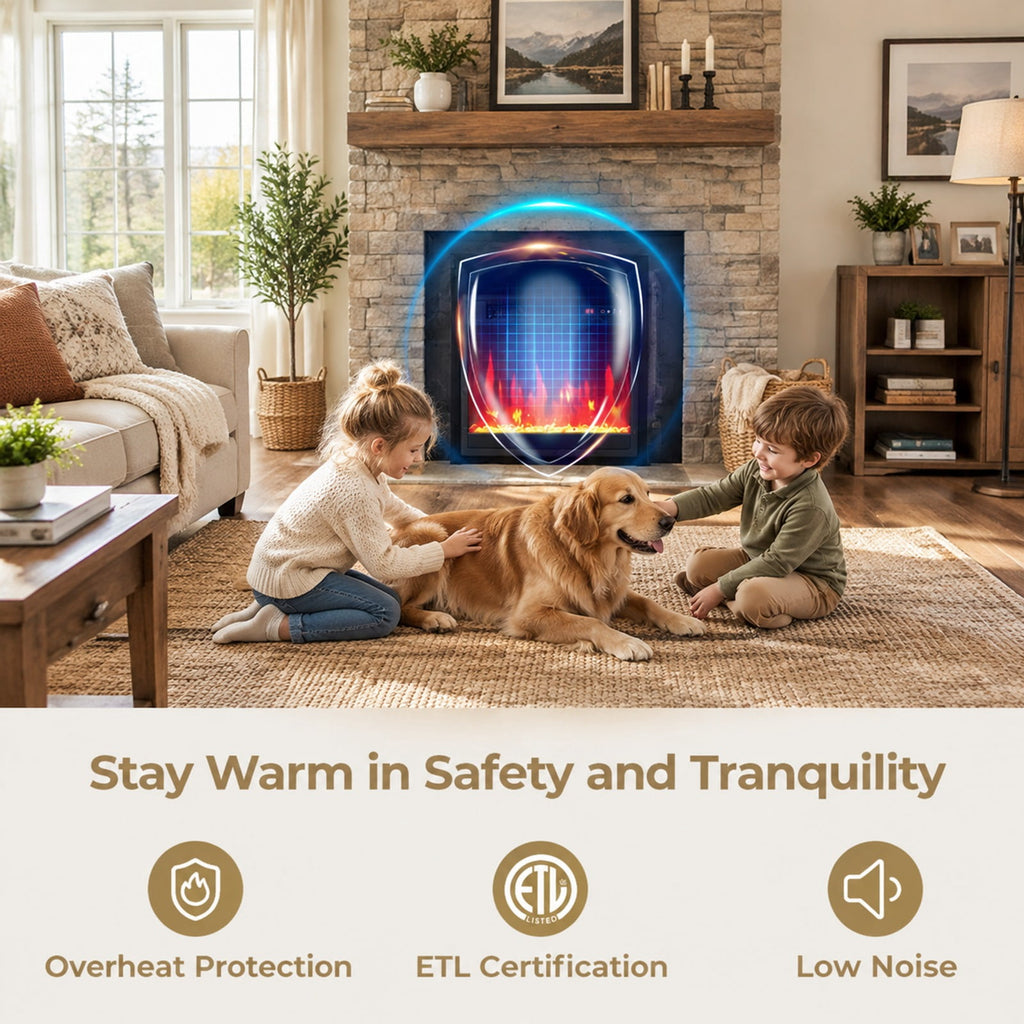 Airfind 18 Inch Electric Fireplace Insert Fireplace Heater with Overheat Protection, Metal Tempered Glass Frame, Black