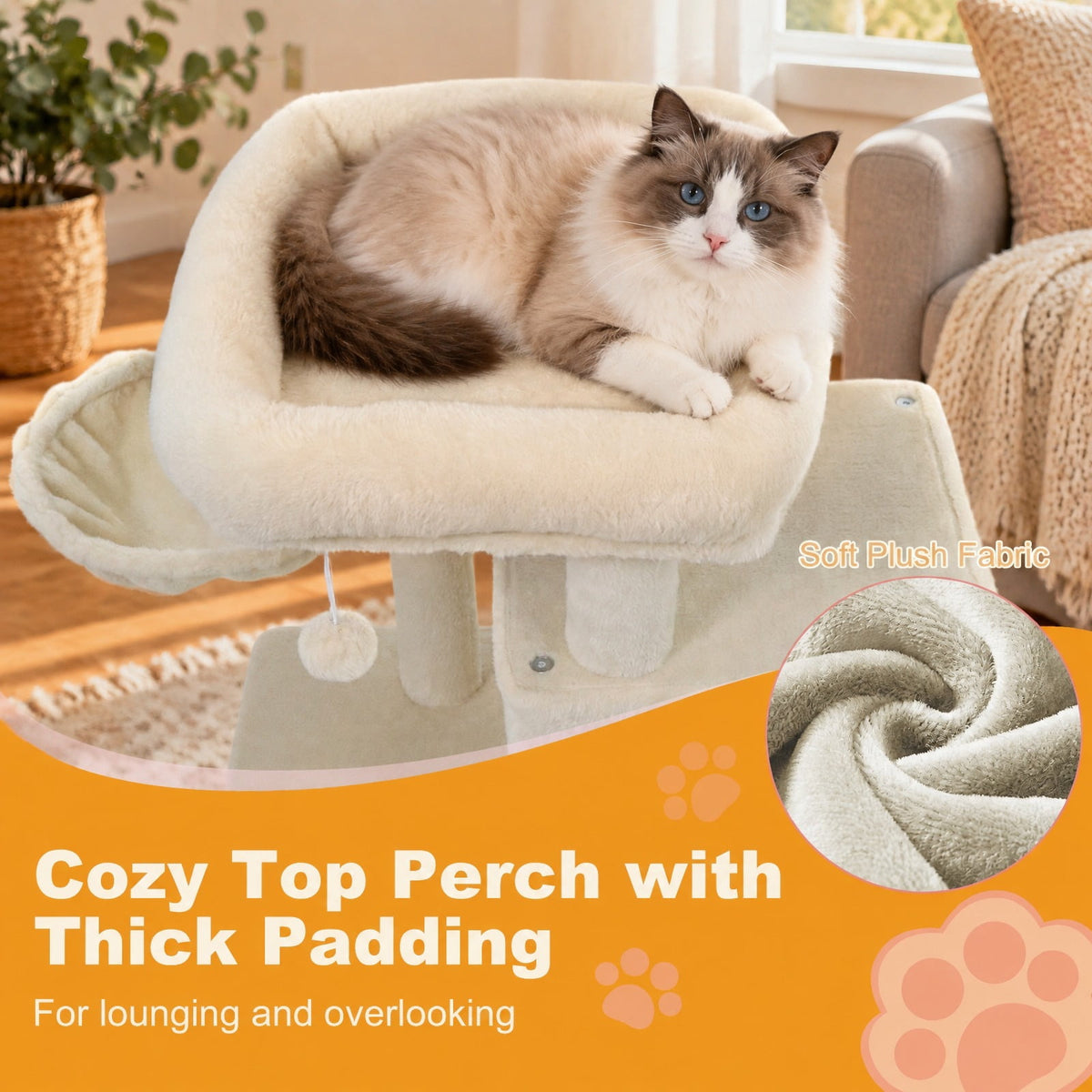 Airfind 33.5 Inch Cute Kitten Tower with 2-Tier Condo and Padded Top Perch, 22 lbs Capacity, Engineered Board Sisal Plush Fabric PP Polyester Frame