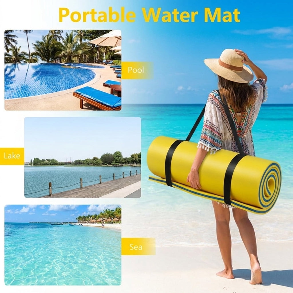 Airfind Triple-Layer Lake Float Pad with Roll-Up Storage, Yellow