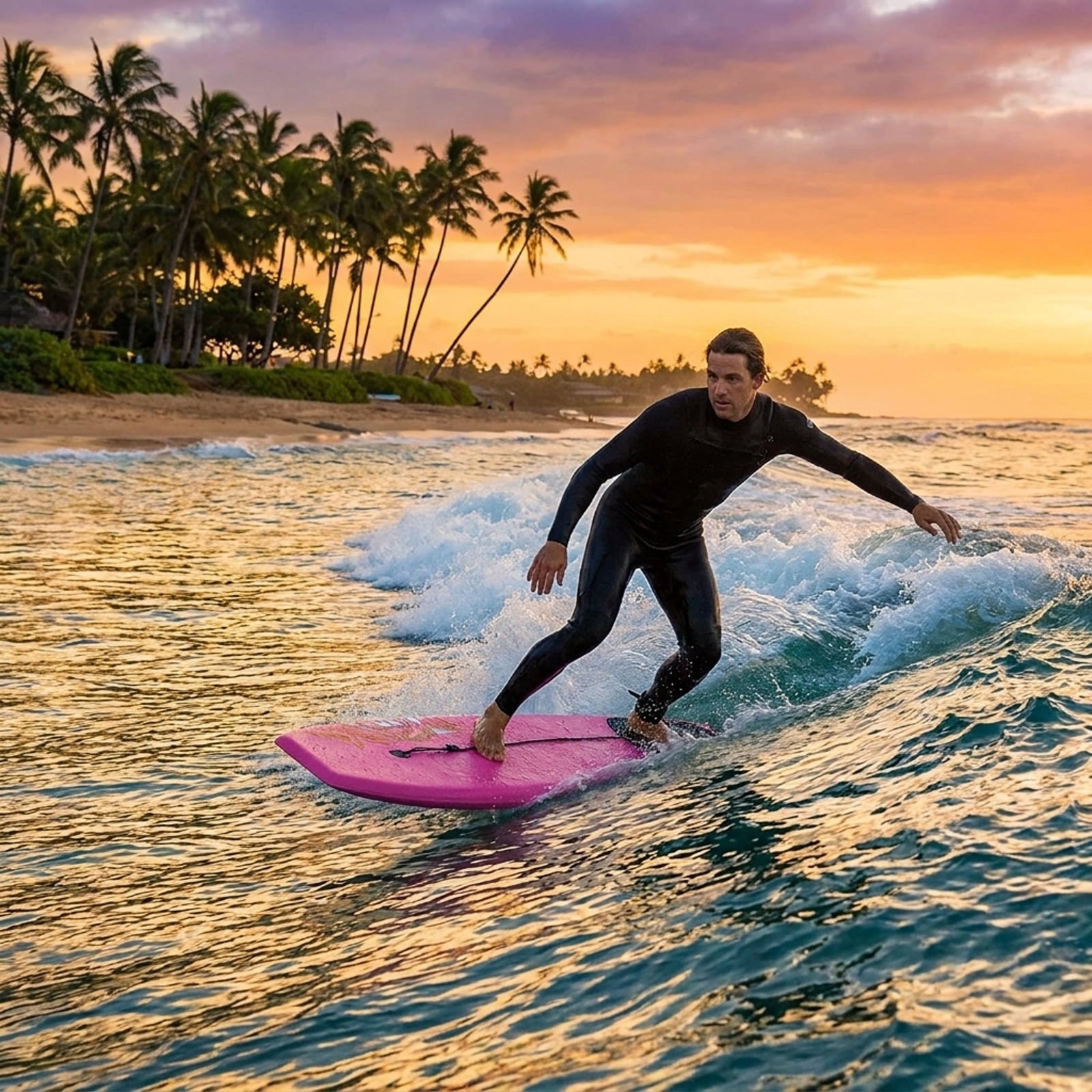 Airfind 41 Inch IXPE Bodyboard for Adults ¡ª Cool-Touch Deck, EPS Core, HDPE Slick Bottom, Crescent Tail, Coiled Wrist Leash Included (Pink)