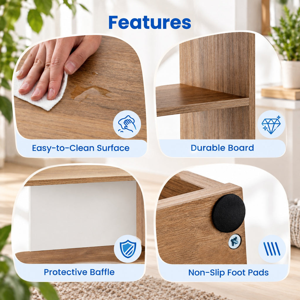 Airfind Convex Bookshelf 3-Shelf Open Bookcase Room Organizer with Anti, 88 lbs Capacity, Engineered Wood Frame, 33 x 11.5 x 33 Footprint