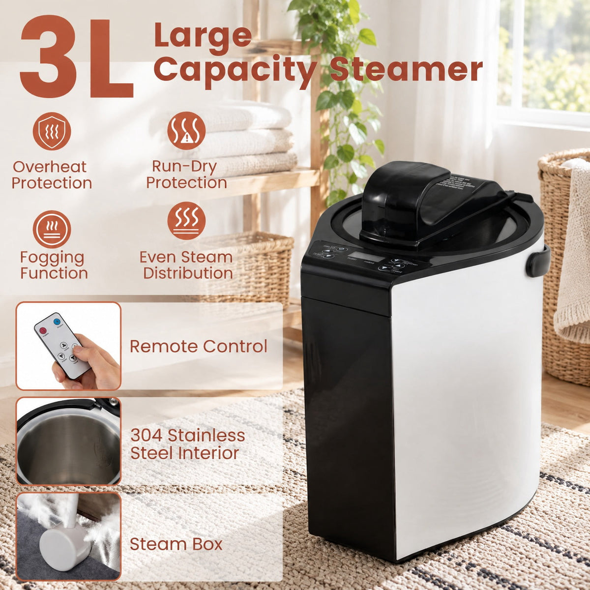 AIRFIND Portable Steam Sauna with 3 L Steamer, 9 Heat Levels, 15-99 Minute Timer, Remote Control, Folding Chair and Floor Mat, Brown