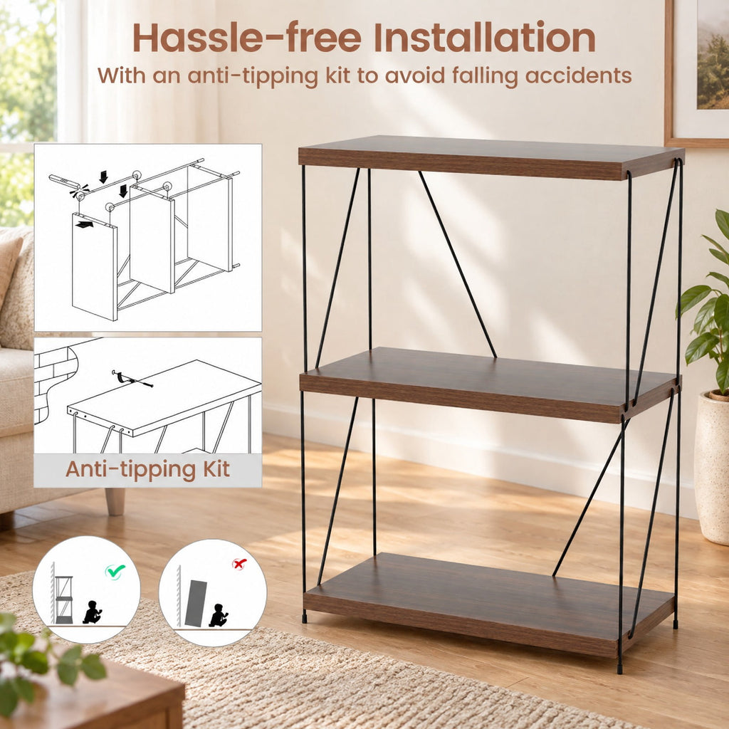 Airfind 2/3/4/5-Tier Multipurpose Display Rack with Metal Frame-34 inches, 45 lbs Capacity, MDF Metal 2-tier: Frame, Walnut