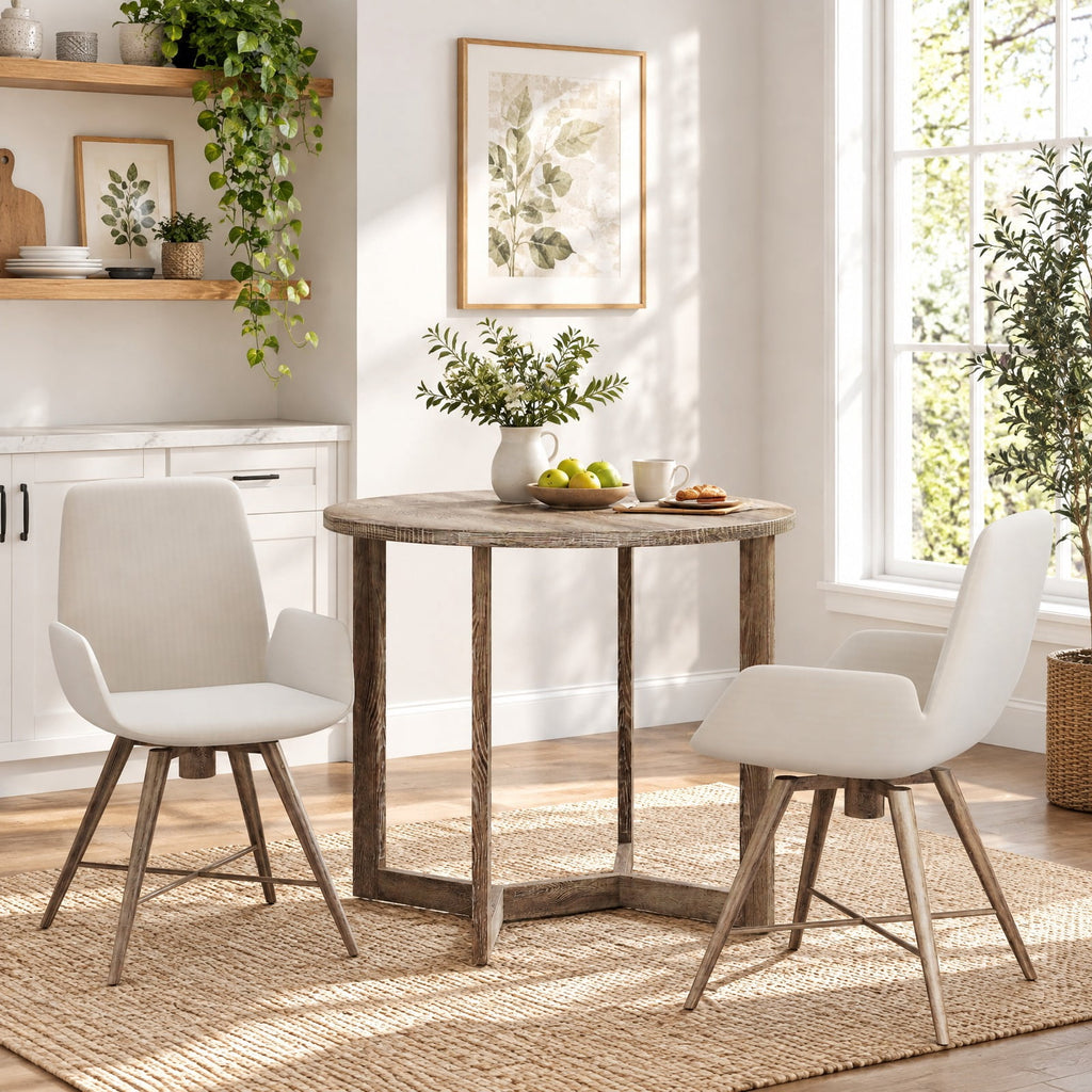 Airfind 36 Inch Round Wood Dining Table for 2-4 People with Wing-shaped Pedestal Base, 220 Lbs Capacity, Rubber Wood Mdf, 36 Inch X 30 Inch, Gray