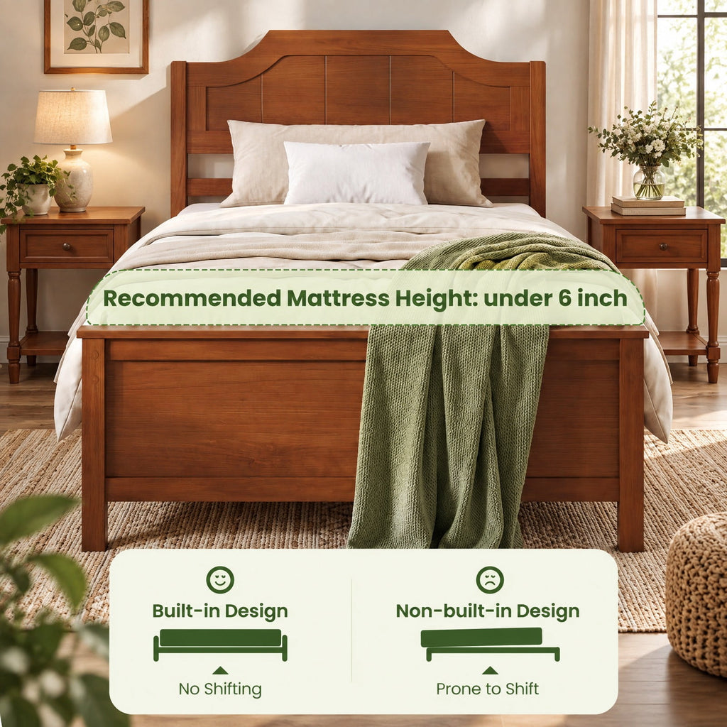 Airfind Multiple Size Solid Wood Platform Bed Frame with Headboard in Walnut, 350 lbs Capacity, 79.5 x 43 x 39 Bed Platform Footprint, Walnut