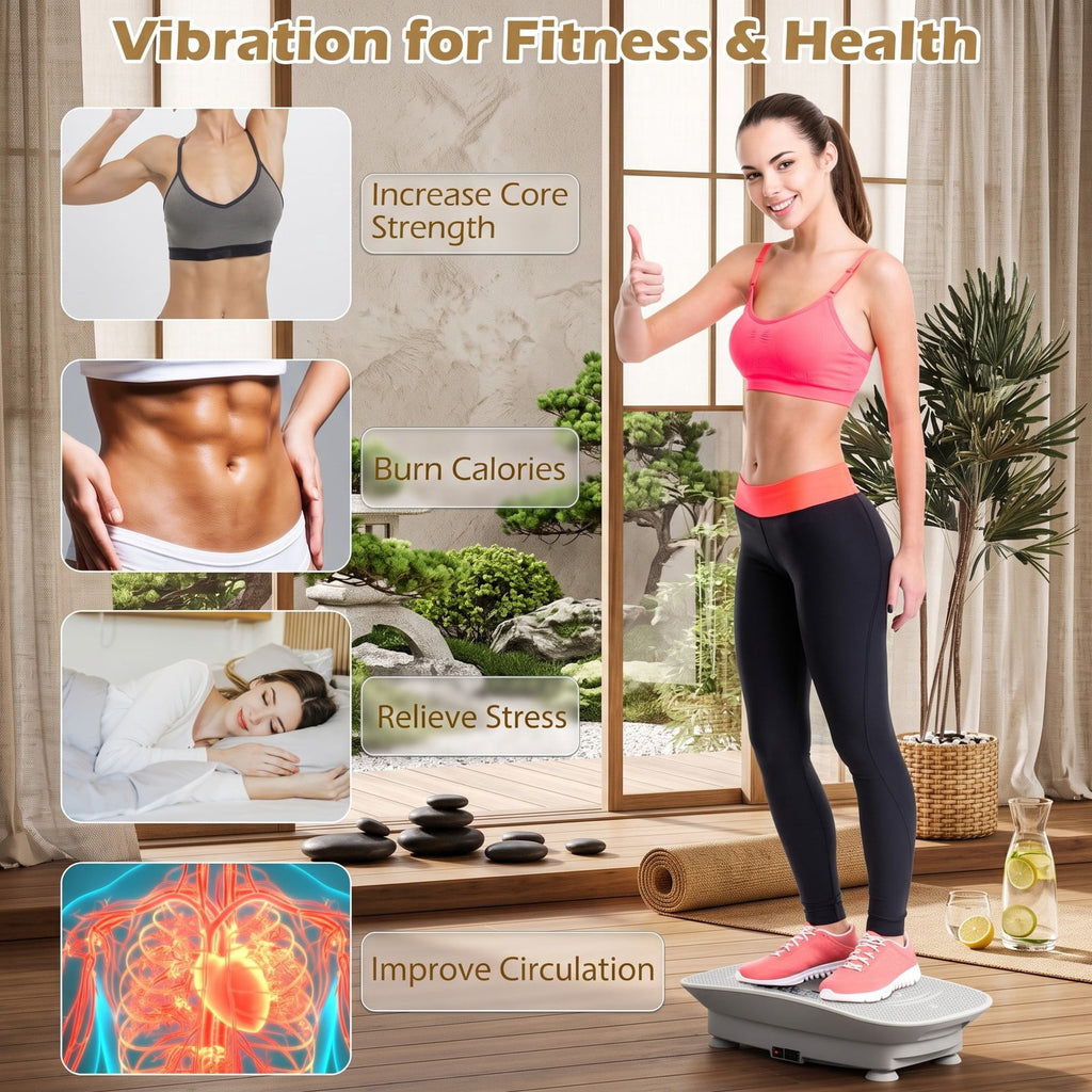 Airfind Vibration Plate Exercise Machine for Weight Loss and Lymphatic Drainage, 10 Speed Whole Body Vibration Platform with Remote Control and LED Display, Gray