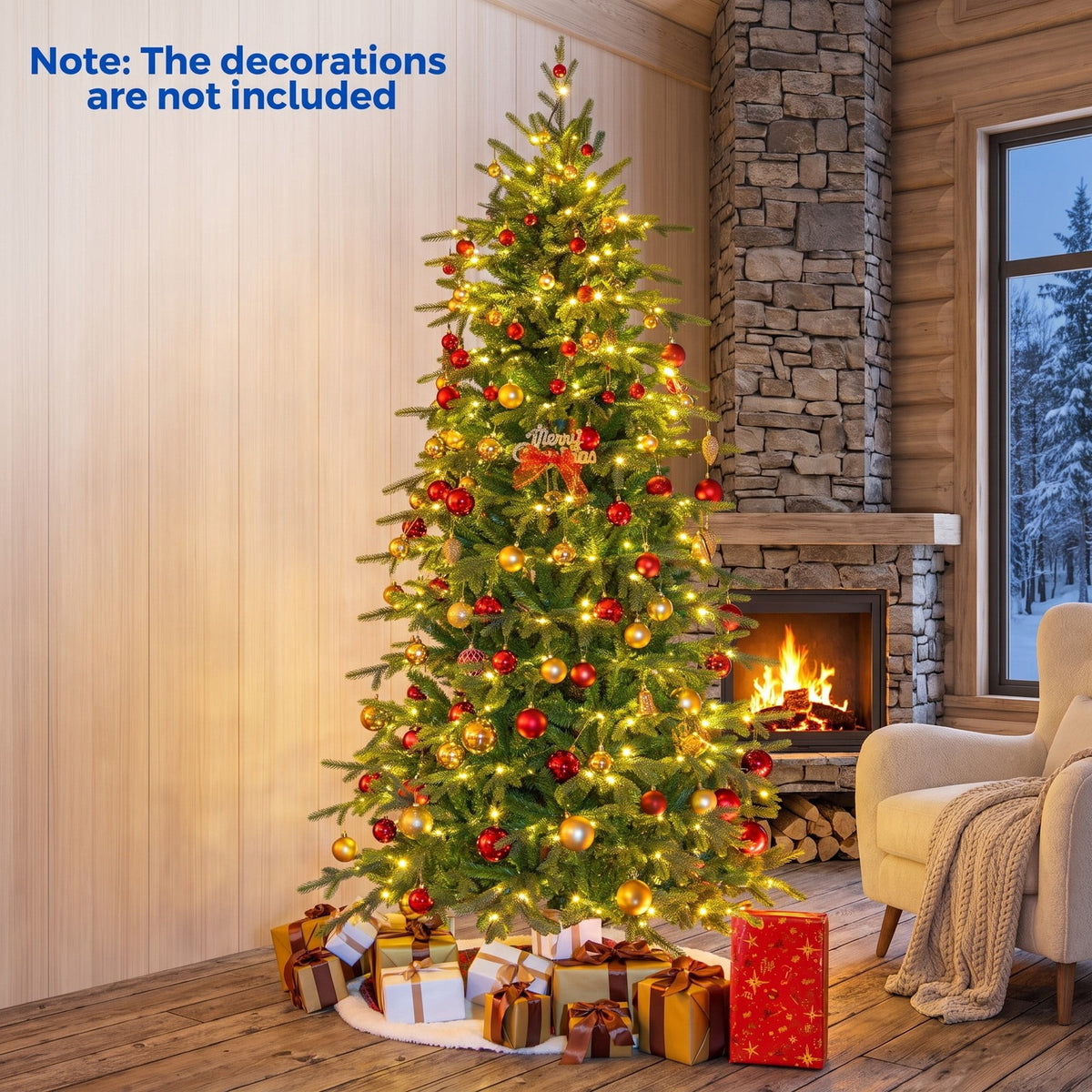 Airfind 7.5 Feet Pre, PVC PE Metal Tree Height 6 ft Tree Width 3.6 ft Frame, White, Diameter of the Metal Base 20 Inch