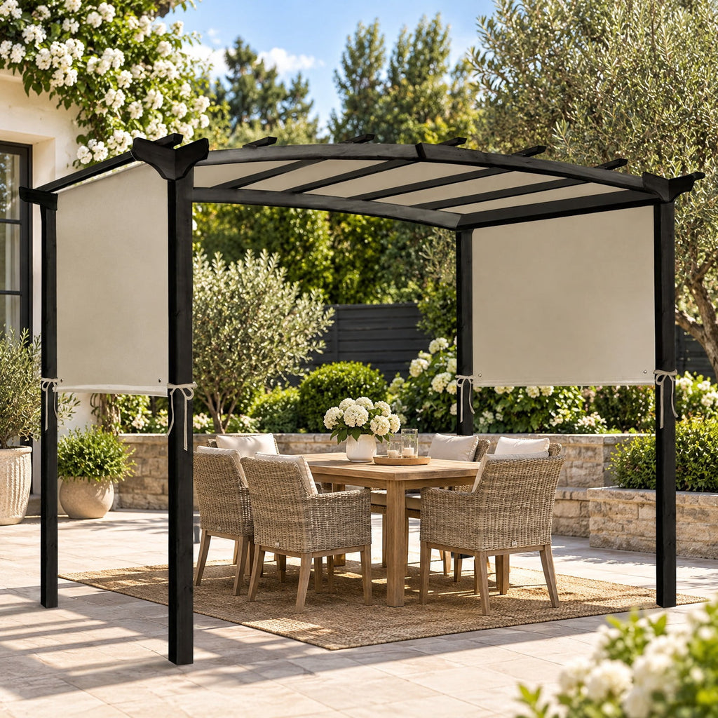 Airfind Outdoor Canopy Shade Cover with Copper Grommets 4 Straps, Polyester Frame, 17 x 7 Footprint, Beige