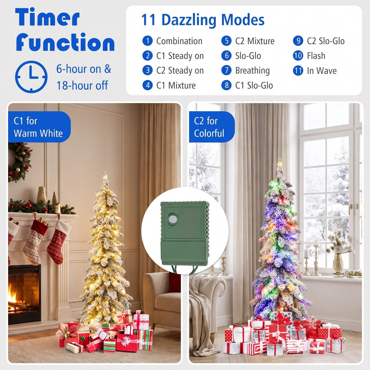 Airfind 4 Feet Pre-Lit Artificial Christmas Tree Snow, PVC Frame, Tree Height 4 ft, Tree Width 1.5 ft, Diameter of Stand 10 x 10