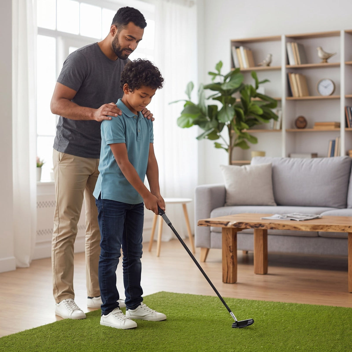 Airfind Golf Swing Trainer Click Stick Swing Training Aid for Speed, Tempo, Flexibility and Balance, Weighted Fiberglass Practice Stick for Men and Women, Black