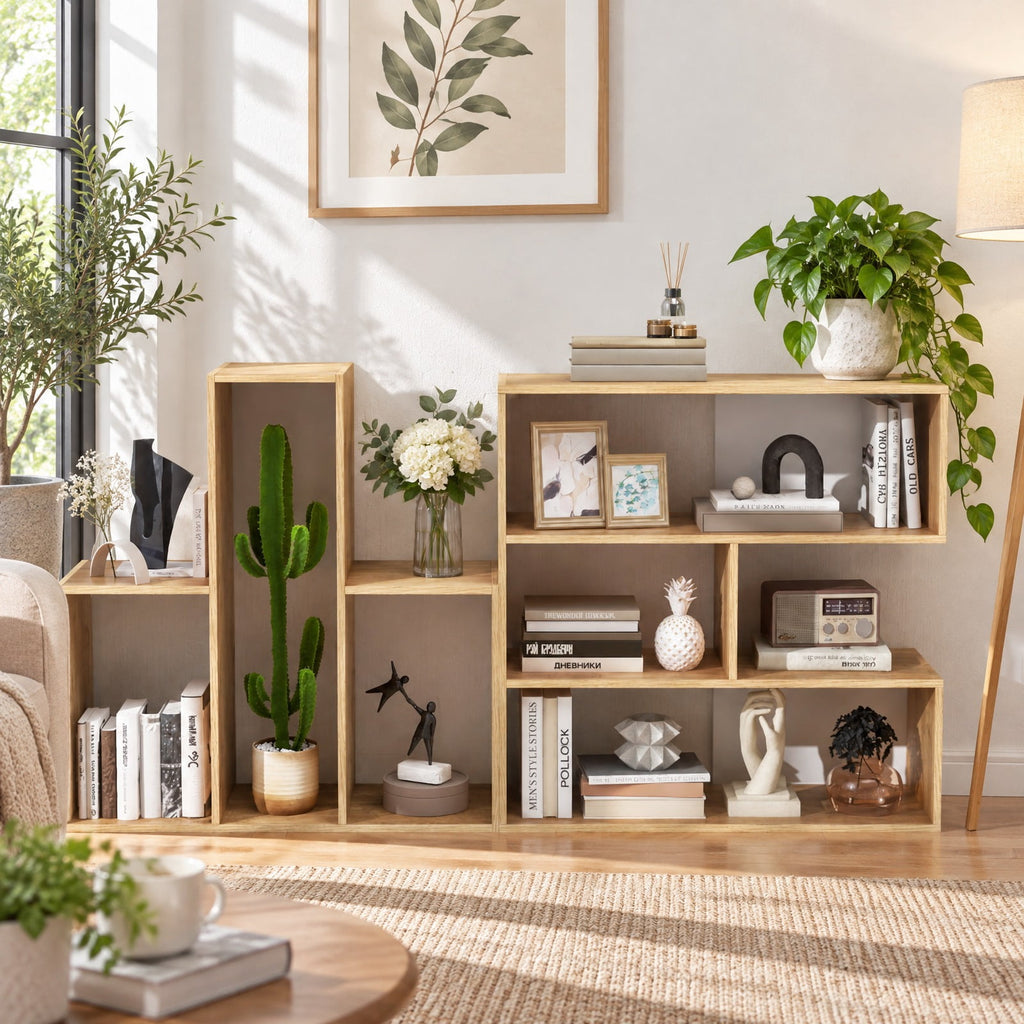 Airfind Convex Bookshelf 3-Shelf Open Bookcase Room Organizer with Anti, 88 lbs Capacity, Engineered Wood Frame, 33 x 11.5 x 33 Footprint