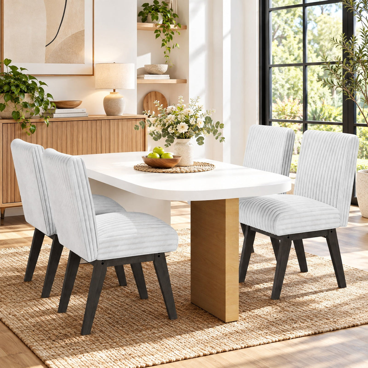 Airfind Dining Chairs Set of 4 Fabric Upholstered Kitchen Chairs with Padded Seat and Rubber Wood Legs, 400 lbs Capacity, 18 x 26 x 36 Footprint