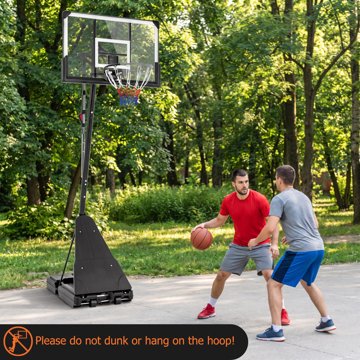Airfind Portable Basketball Goal System with 4.9 to 10 Foot Adjustable Height 44 Inch Shatterproof Backboard and Rebounder for Backyard, Black