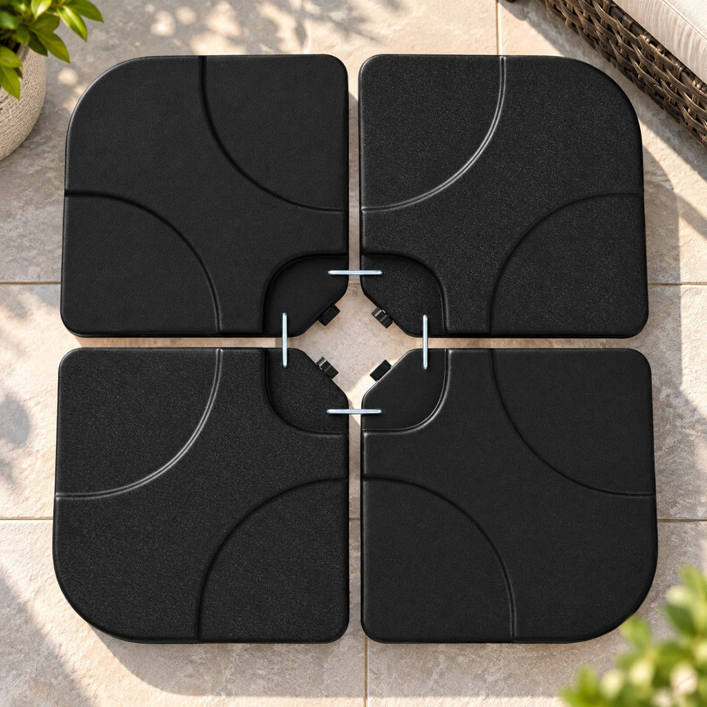 Airfind 20 Inch Patio Offset Water Filled Plate Umbrella Base Sand, HDPE Frame, Black, Product size 20 x 20 x 3(L x W x H) F