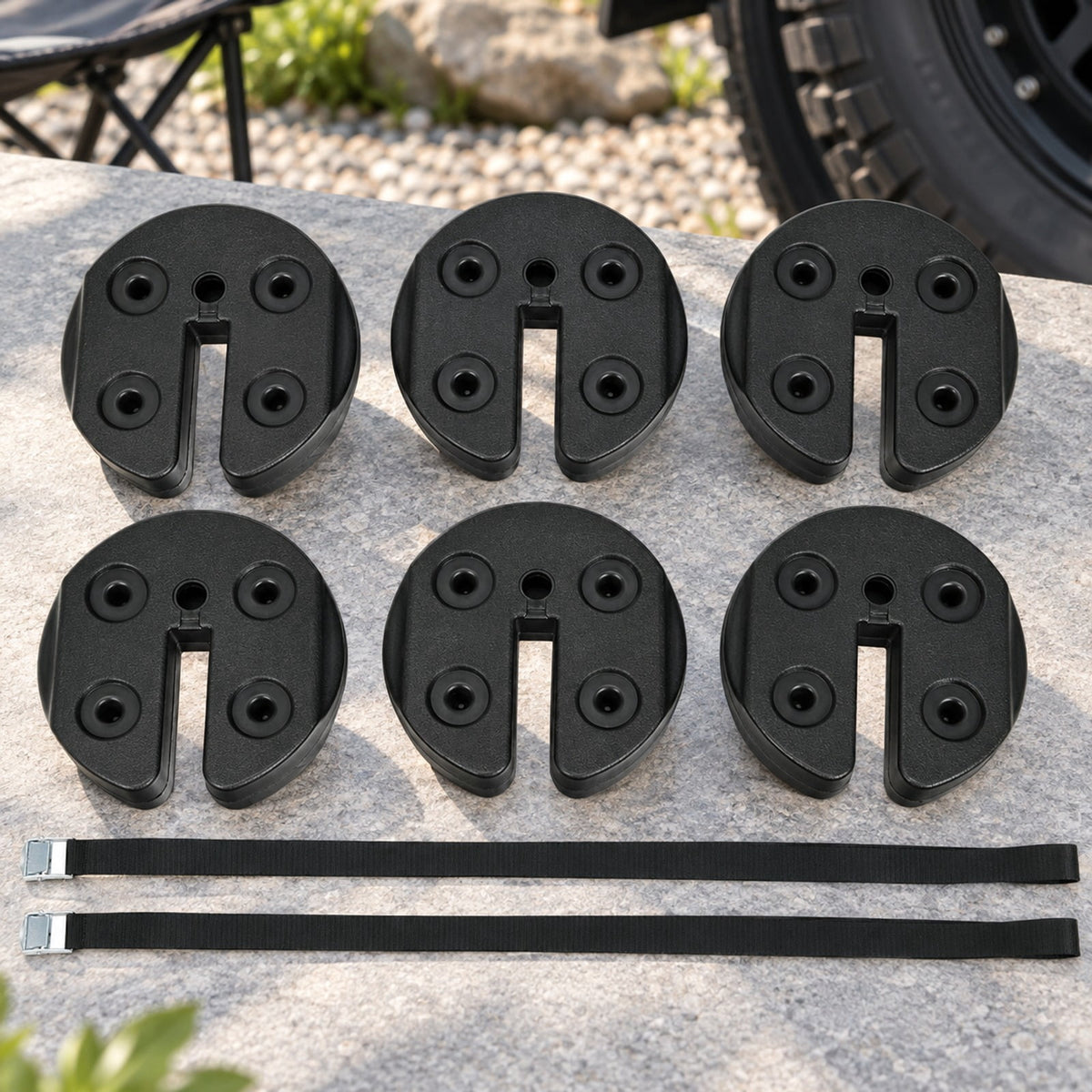 Airfind Set of 6 Canopy Weights 30lbs Weight Plate Kit with No, PE Frame, 9.5x 9.5x 2.75 Footprint, Black