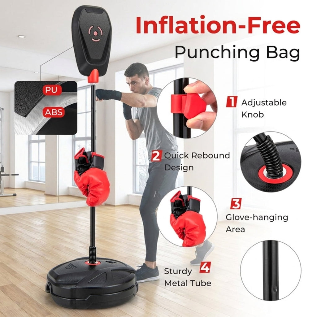 Airfind Heavy Duty Freestanding Punching Bag with Reinforced Canvas and Pre-Filled Sand Base and 12oz Boxing Gloves and Quick Assembly for Adults Home Training, Black