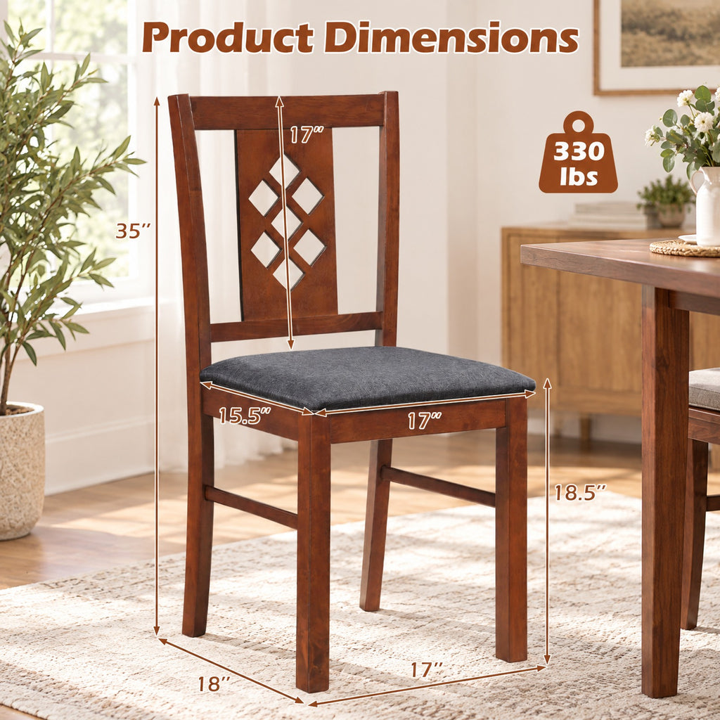 Airfind Linen Style Upholstered Kitchen Chairs with Wood Frames Set of 2, Chair 330 Lbs Capacity, Rubber Wood Polyester Sponge Engineered, Unspecified