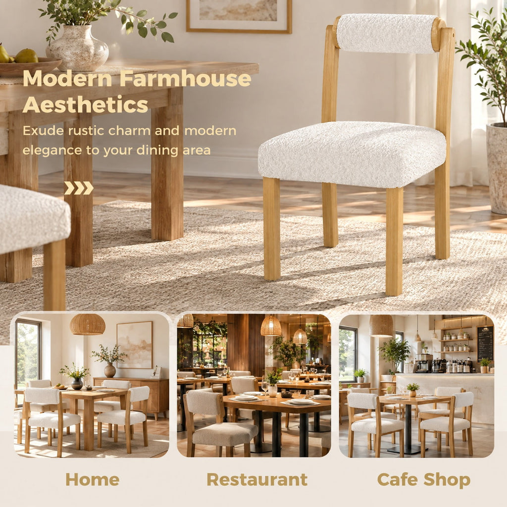 Airfind Wooden Dining Chair with Rubber Wood Frame and Cylinder Back Set of 2, 330 lbs Capacity, 20 Inch x 23.5 Inch x 34 Inch Footprint, White