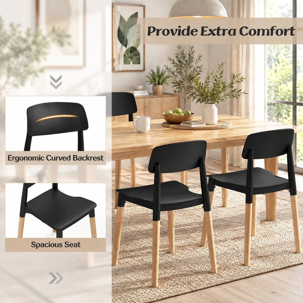 Airfind Modern Dining Side Chairs Set of 4 with Ergonomic Backrest for Dining Room, 330 lbs Capacity, PP Beech Frame, 19.5 x 17 x 30 Footprint