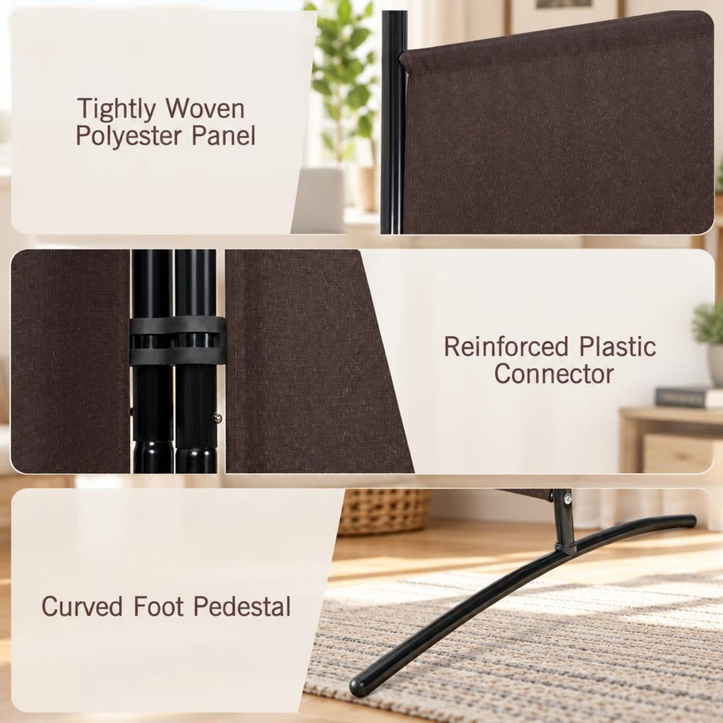 Airfind 3-Panel Room Divider Folding Privacy Partition Screen for Office Room, Polyester steel Opening Frame, 8.5 ft x 6 ft Footprint, Brown