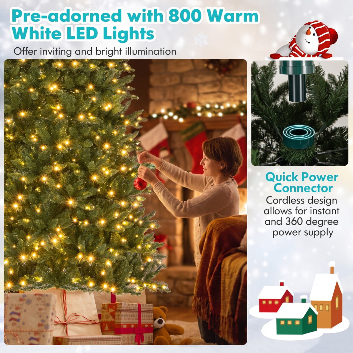 Airfind 12 FT Artificial Christmas Tree with 800 Warm White LED Lights for Home Party Shopping Mall, White