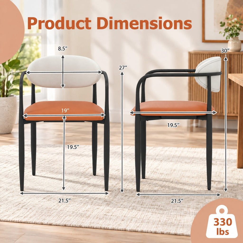 Airfind Modern Dining Chairs Set of 2 with Padded Seat and Curved Back, 330 lbs Capacity, Metal Sponge PU Leather Plywood Frame, White