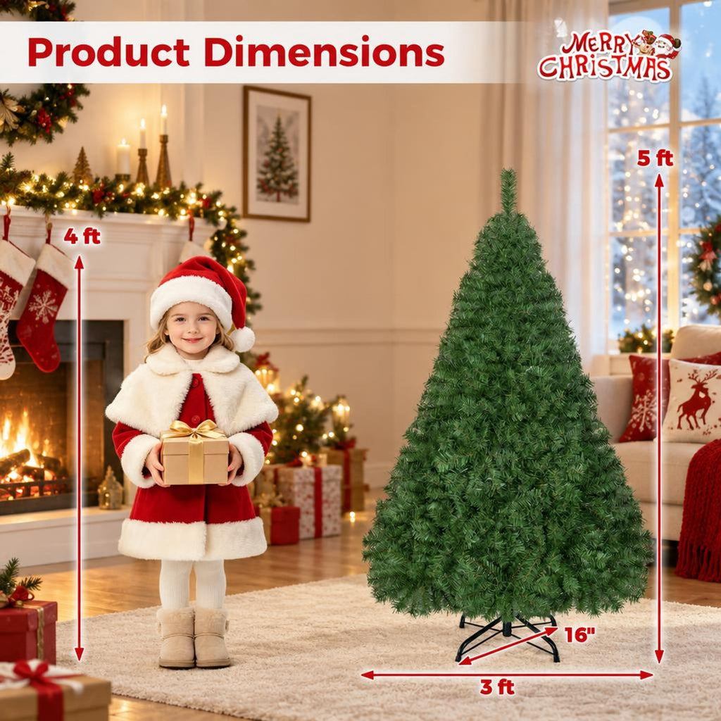 Airfind 5ft Automatic Christmas Tree with 519 Full PVC Branch Tips, PVC Frame, Tree Height 5 ft, Tree Width 3 ft