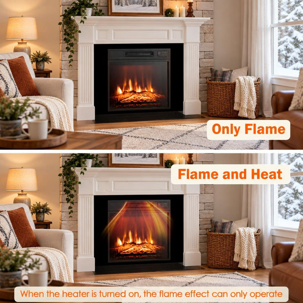 Airfind 18 Inch Electric Fireplace Inserted with Adjustable LED Flame, Iron glass Frame, 3-level adjustable 3D realistic flame effects
