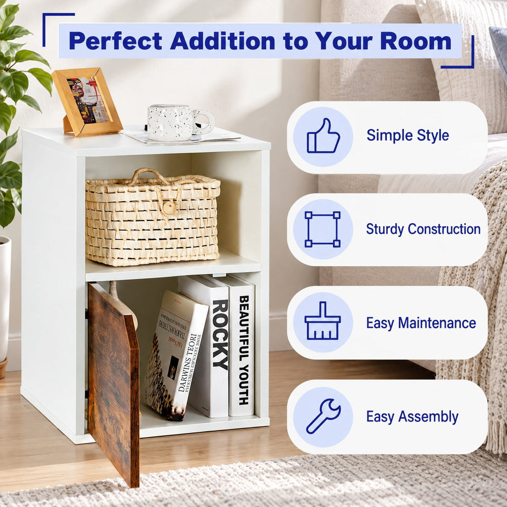 Airfind Set of 2 Nightstands Side End Table for Living Room, 66 lbs Capacity, Engineered Wood Frame, White