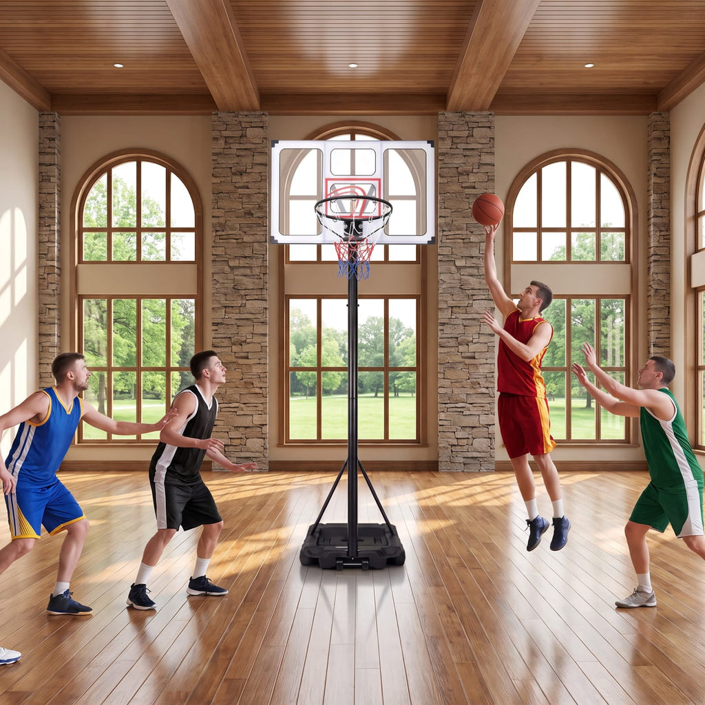 Airfind Portable Basketball Hoop with 4.1 to 10 Foot Adjustable Height Shatterproof PC Backboard and Heavy Duty Fillable Base for Adults, Black
