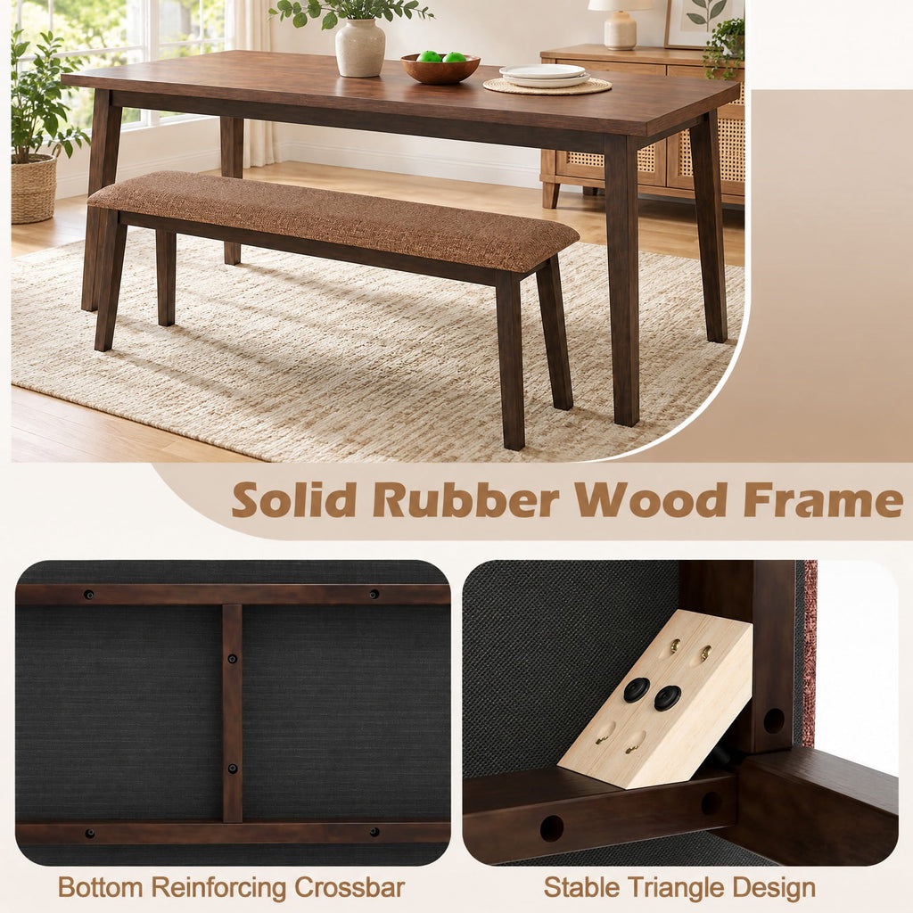 Airfind 43.5 Inch Upholstered Entryway Bench with Rubber Wood Frame, 550 lbs Capacity, Faux Linen Fabric Frame, 43.5 Inch x 14 Inch x 18 Inch Footprint, Brown