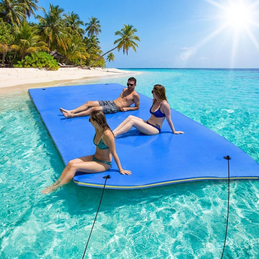 Airfind 9 x 6 Triple-Layer Lake Float Pad with Roll-Up Storage, Blue