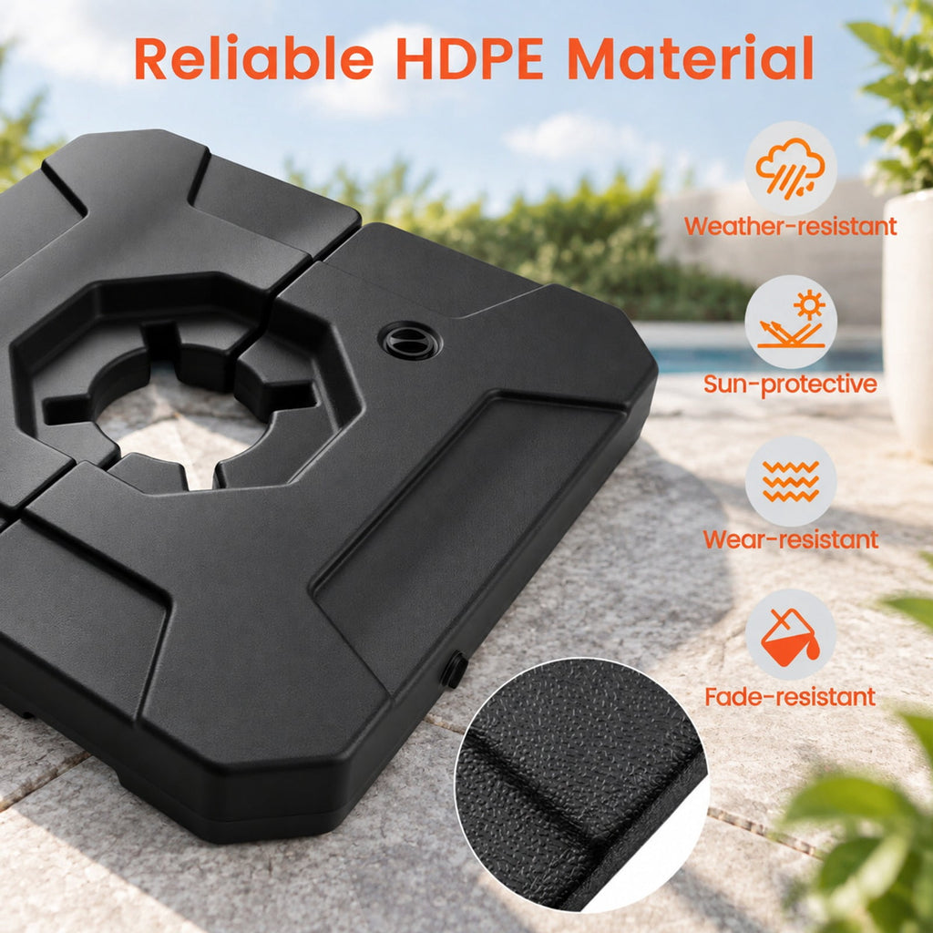 Airfind 274 LBS Cantilever Patio Umbrella Base with Handles, HDPE Frame, 35 Inch x 35 Inch x 5 Inch Compatible Base Hole Spacing 9 Inch Footprint, Black