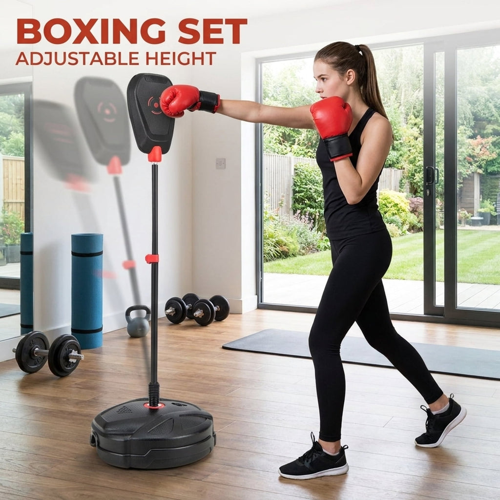 Airfind Heavy Duty Freestanding Punching Bag with Reinforced Canvas and Pre-Filled Sand Base and 12oz Boxing Gloves and Quick Assembly for Adults Home Training, Black