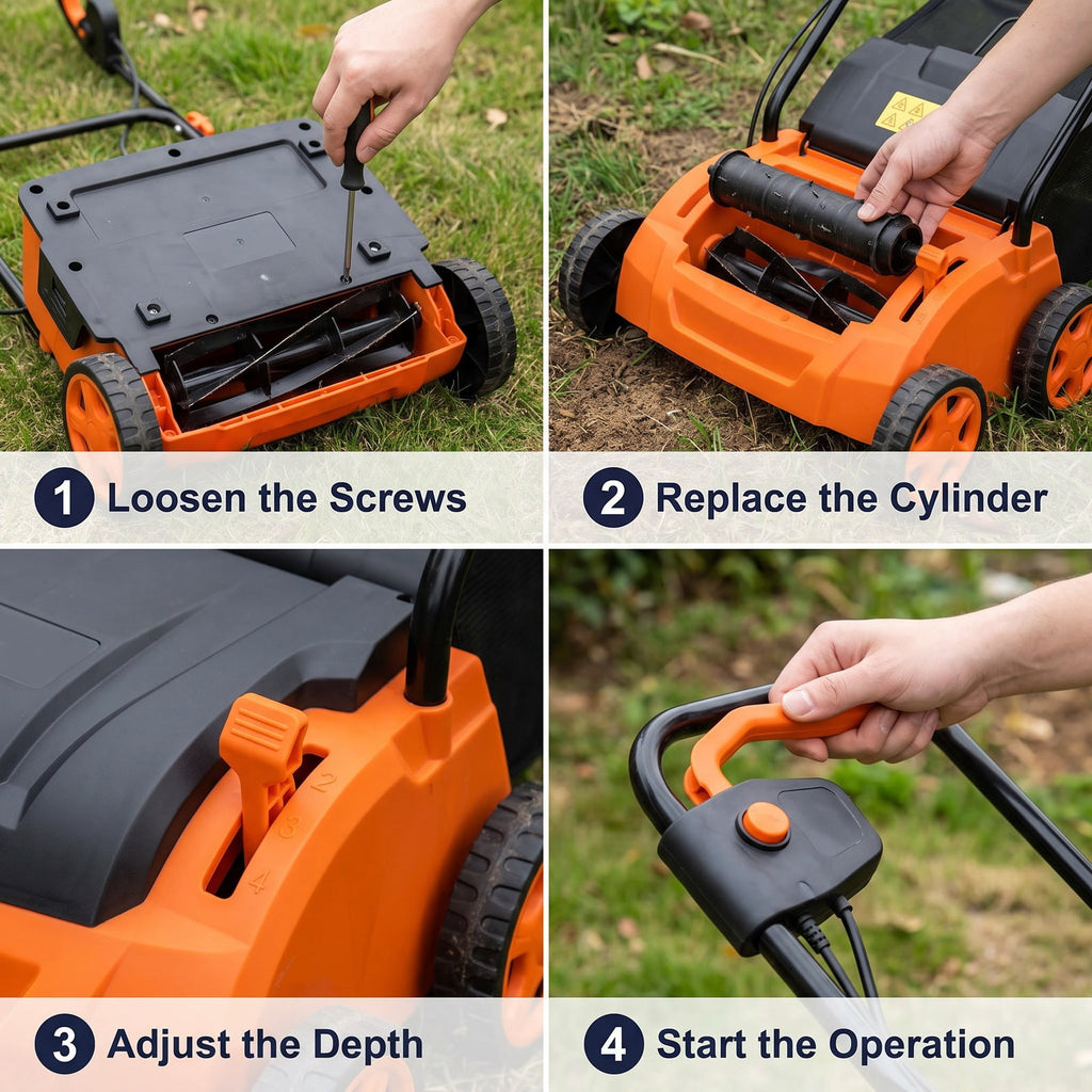 Airfind 13 Inch 12 Amp Electric Scarifier with Collection Bag and Removable Blades, PP steel Frame, Orange