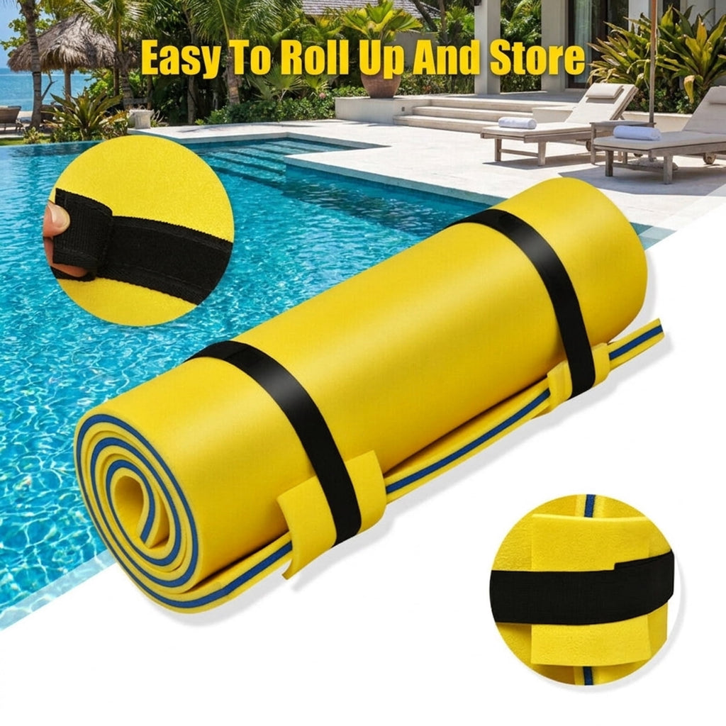 Airfind Triple-Layer Lake Float Pad with Roll-Up Storage, Yellow