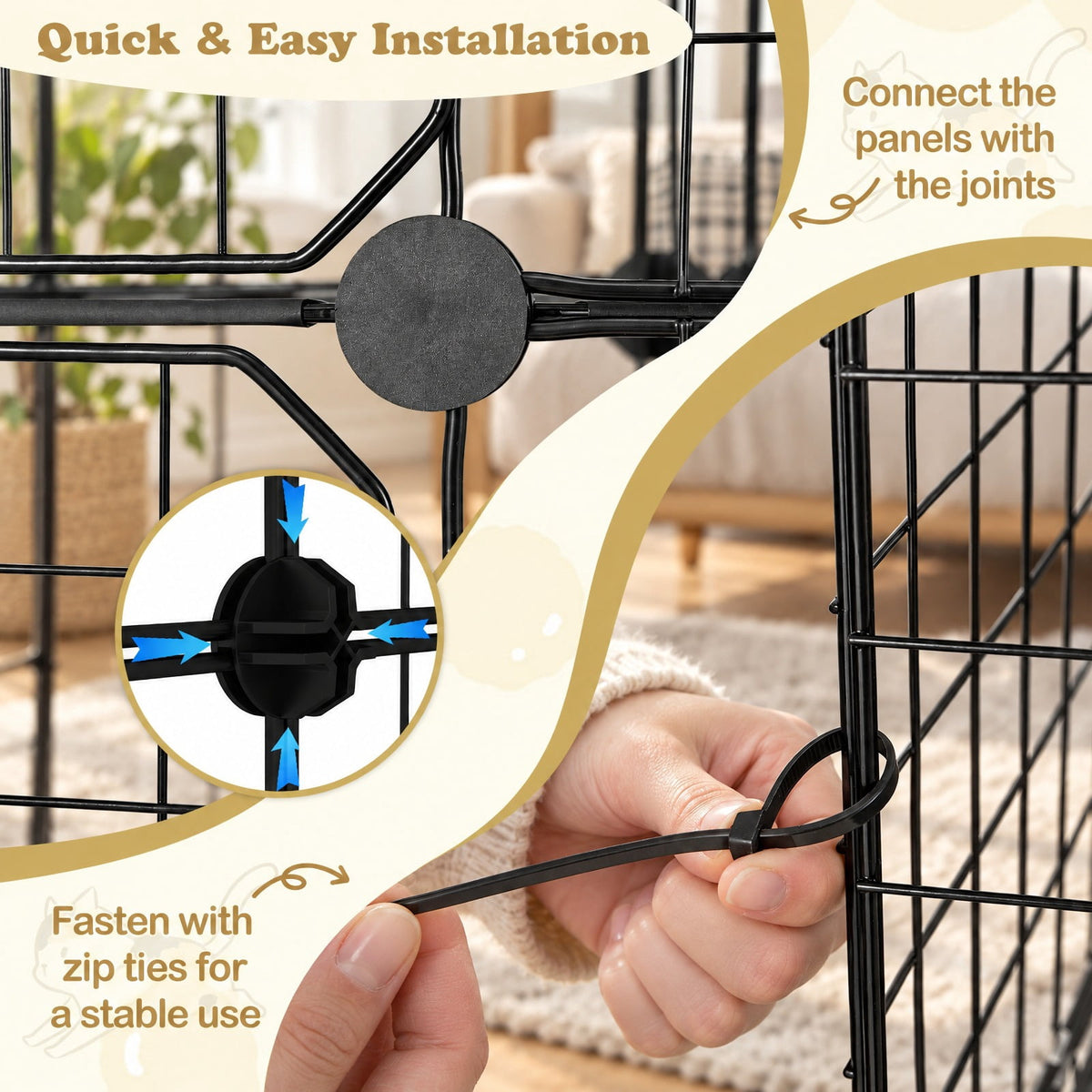 Airfind Indoor Cat Cage 3-Tier Cat Enclosure Detachable Metal Wire Kennel, 5 kg Capacity, PP Frame, 29.1 Inch x 29.1 Inch x 42.1 Inch Footprint, Black